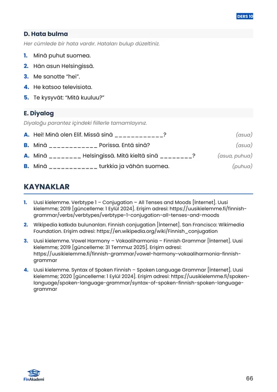 Kitaptan örnek sayfa: Alıştırmalar